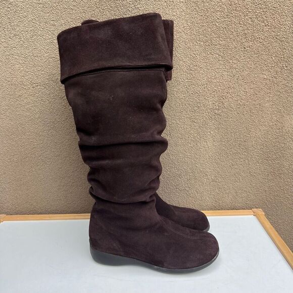 Blondo Winter Suede Boots Fur Lined Chocolate Brown Womens Size 6 Pull On Warm - Picture 1 of 9